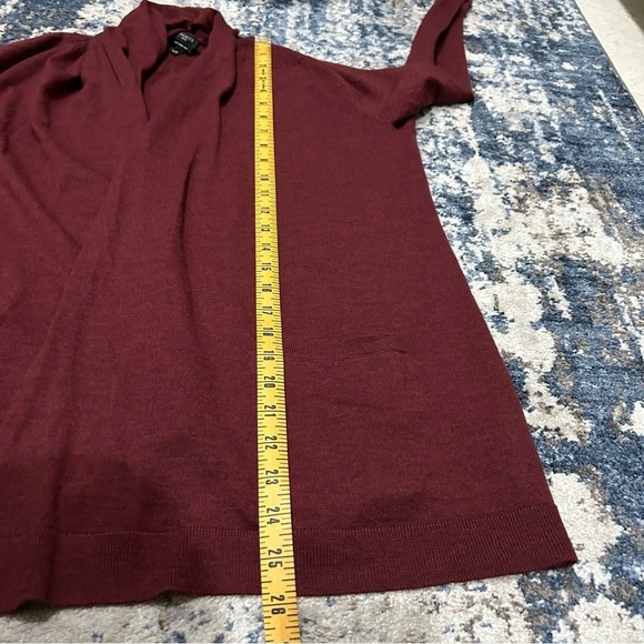 Talbots Pure Merino Wool Red Open Front Cardigan with Pockets Size Medium Petite - Picture 8 of 8